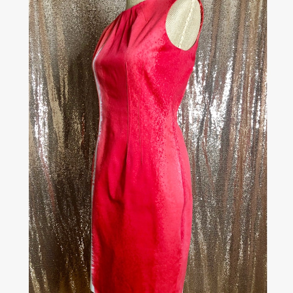 Tahari Sleeveless Peach Pink Tie Dye Sheath Dress Size 6 - Picture 4 of 14